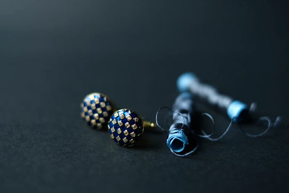 Gingham Enamel Cufflinks - Blue