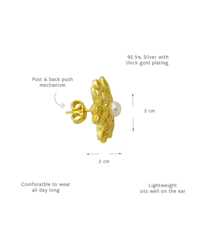 Rakaan Ranjha Stud Earrings — Gold Finish