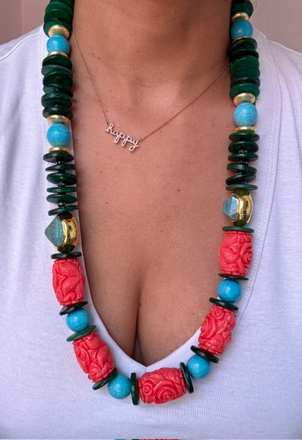 Gold plated natural Amazonite beads Pendant