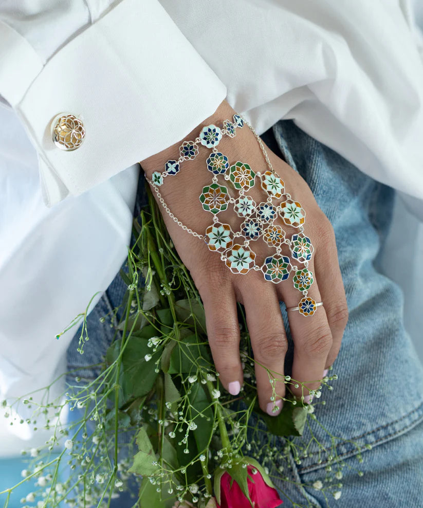 Gul Frosty Blue Haathphool - 925 Silver - Anti Tarnish
