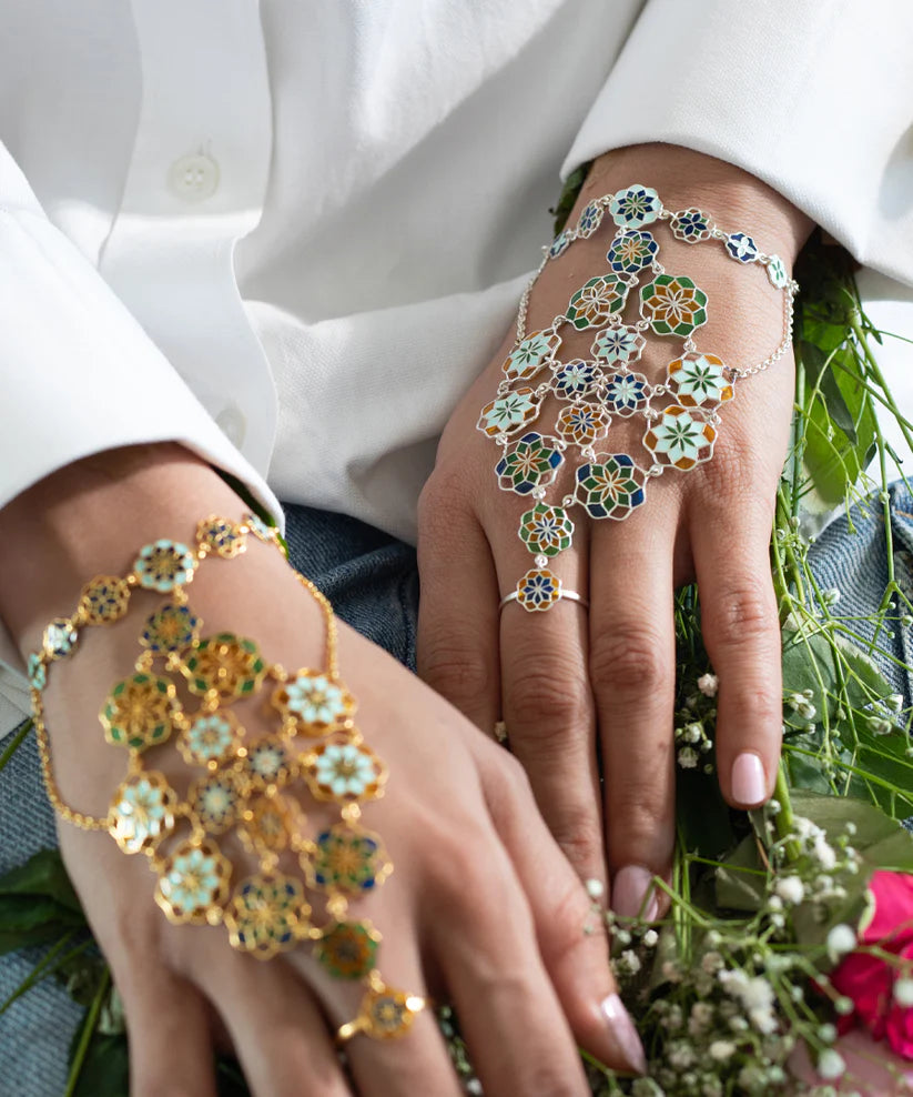 Gul Frosty Blue Haathphool - 925 Silver - Anti Tarnish