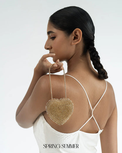Heart Lock Nano Bag in Champagne Gold