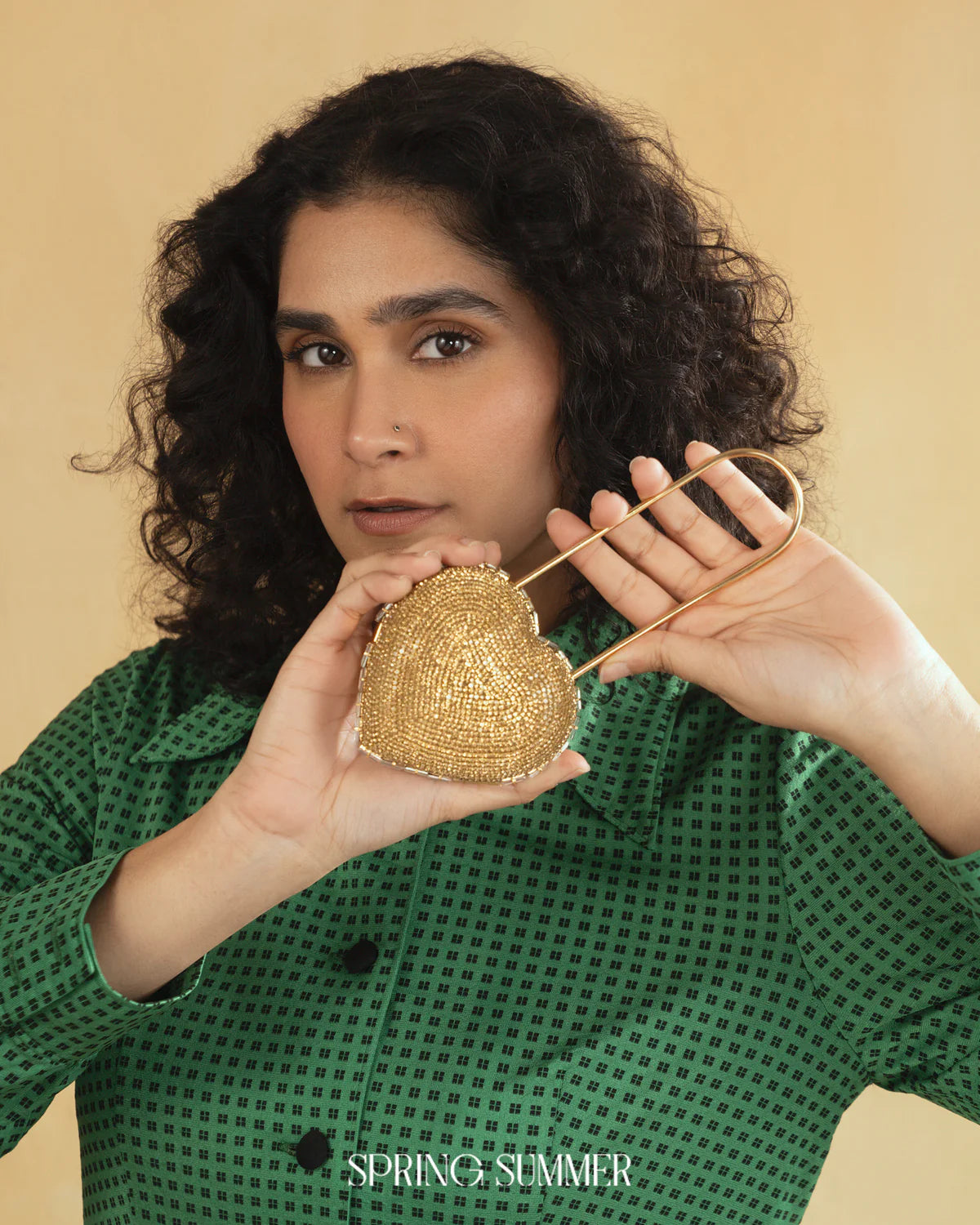 Heart Lock Nano Bag in Champagne Gold