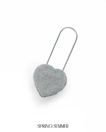Heart Lock Nano Bag in Sparkling White