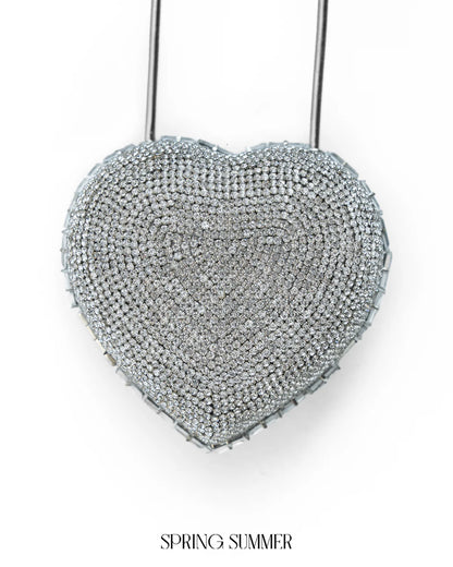 Heart Lock Nano Bag in Sparkling White