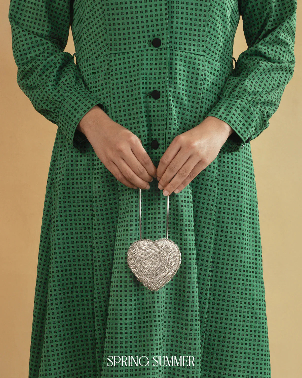 Heart Lock Nano Bag in Sparkling White