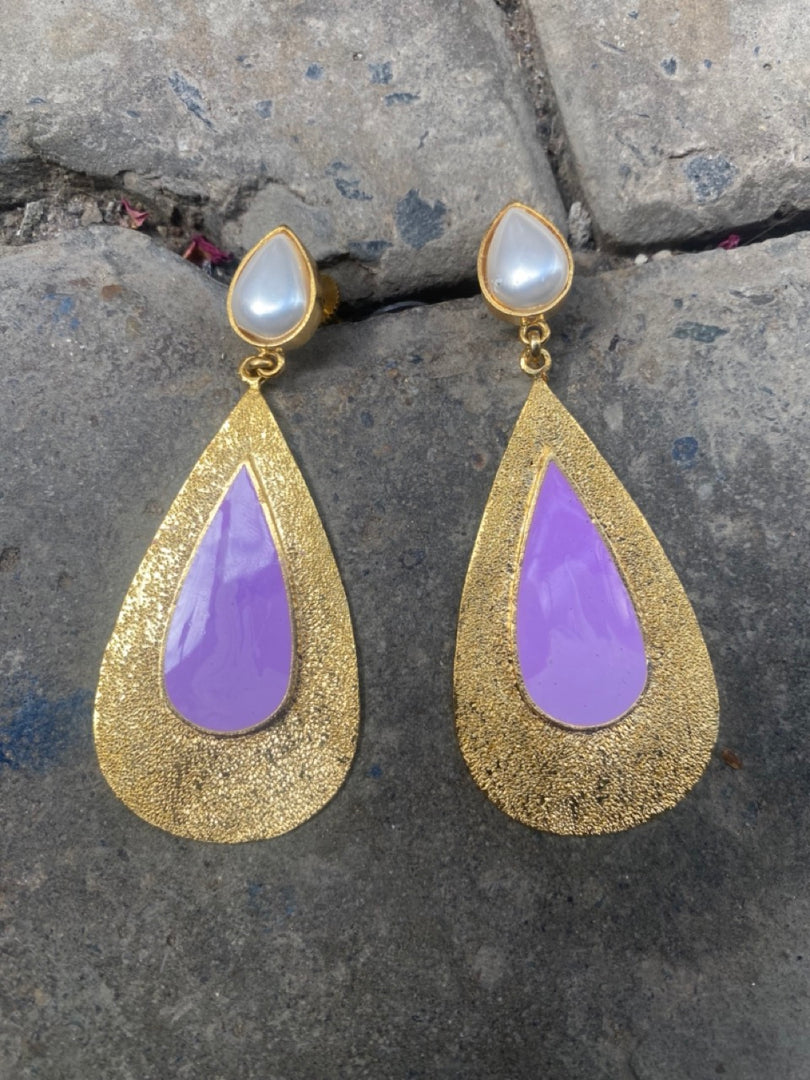 PURPLE TEAR DROP DANGLERS