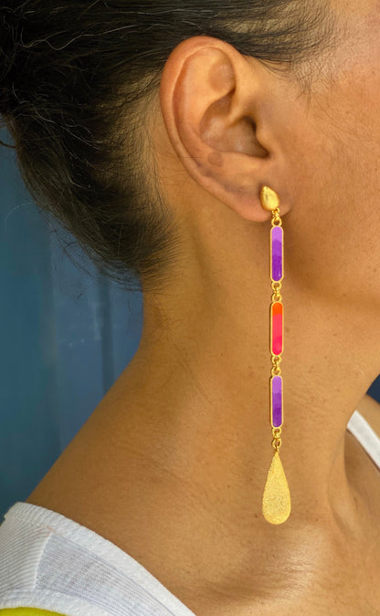 LONG PURPLE AND PINK EARRINGS