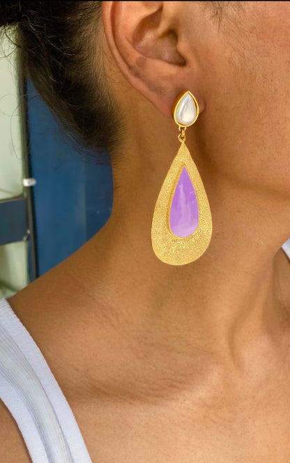 PURPLE TEAR DROP DANGLERS