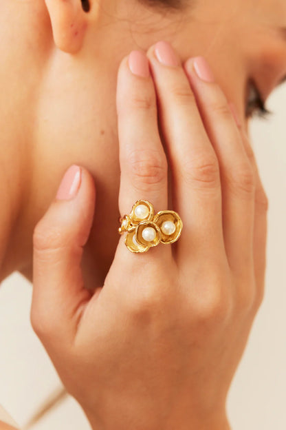 Keshi Pearl Barnacle Ring