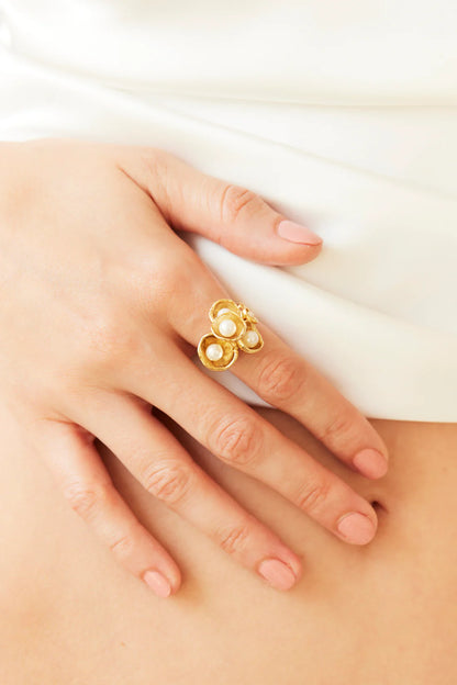 Keshi Pearl Barnacle Ring
