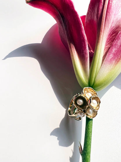 Keshi Pearl Barnacle Ring
