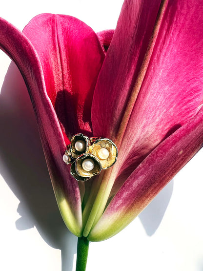 Keshi Pearl Barnacle Ring