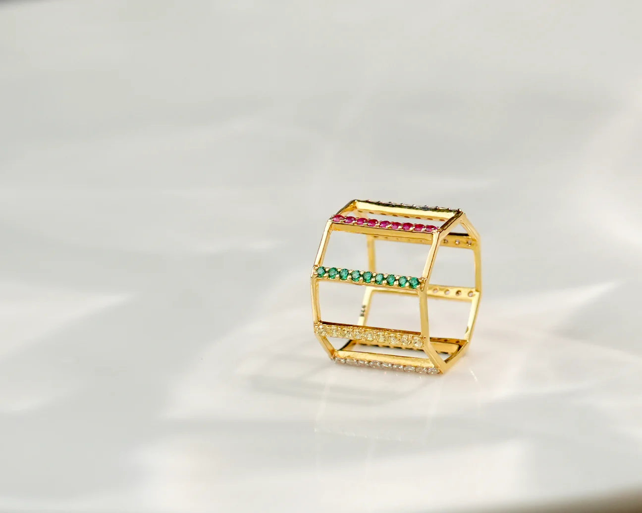 Linear Multi Gemstone Ring