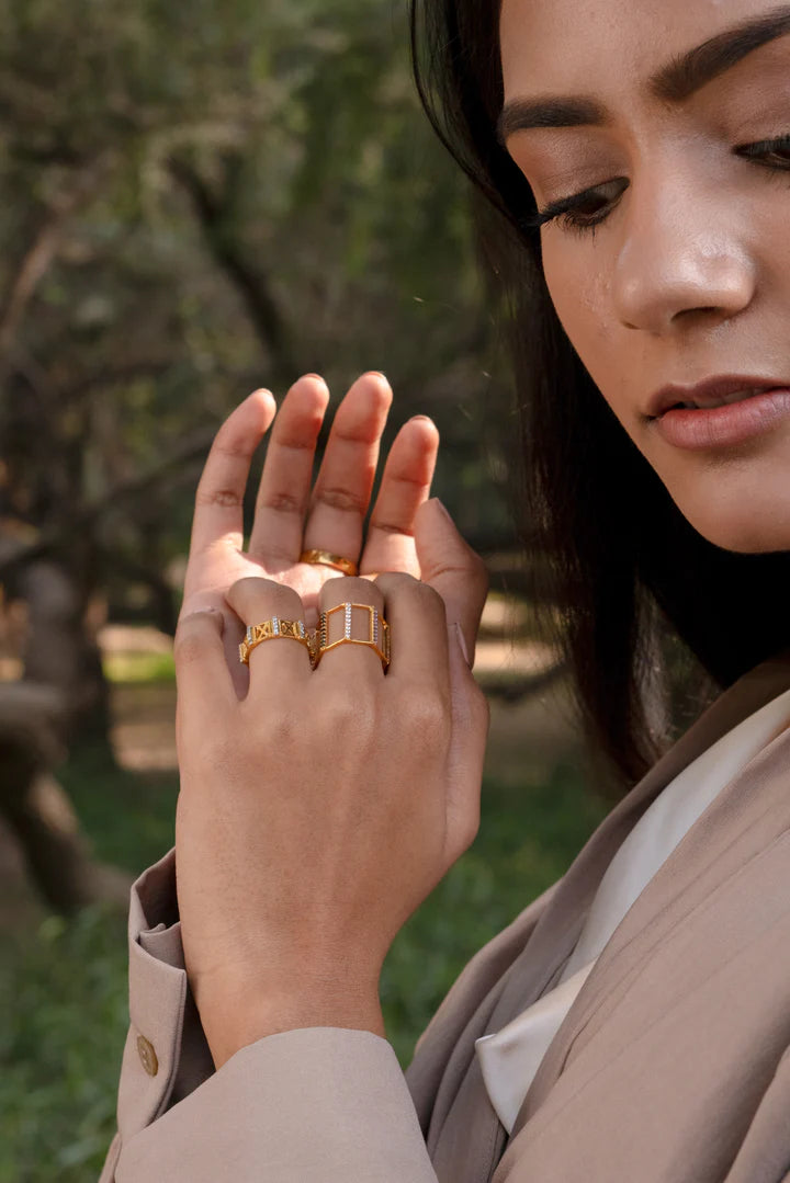Linear Multi Gemstone Ring
