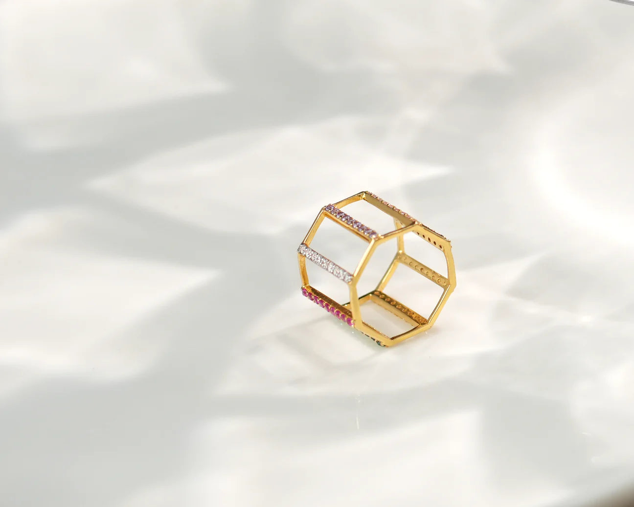 Linear Multi Gemstone Ring