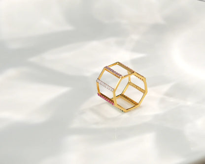 Linear Multi Gemstone Ring