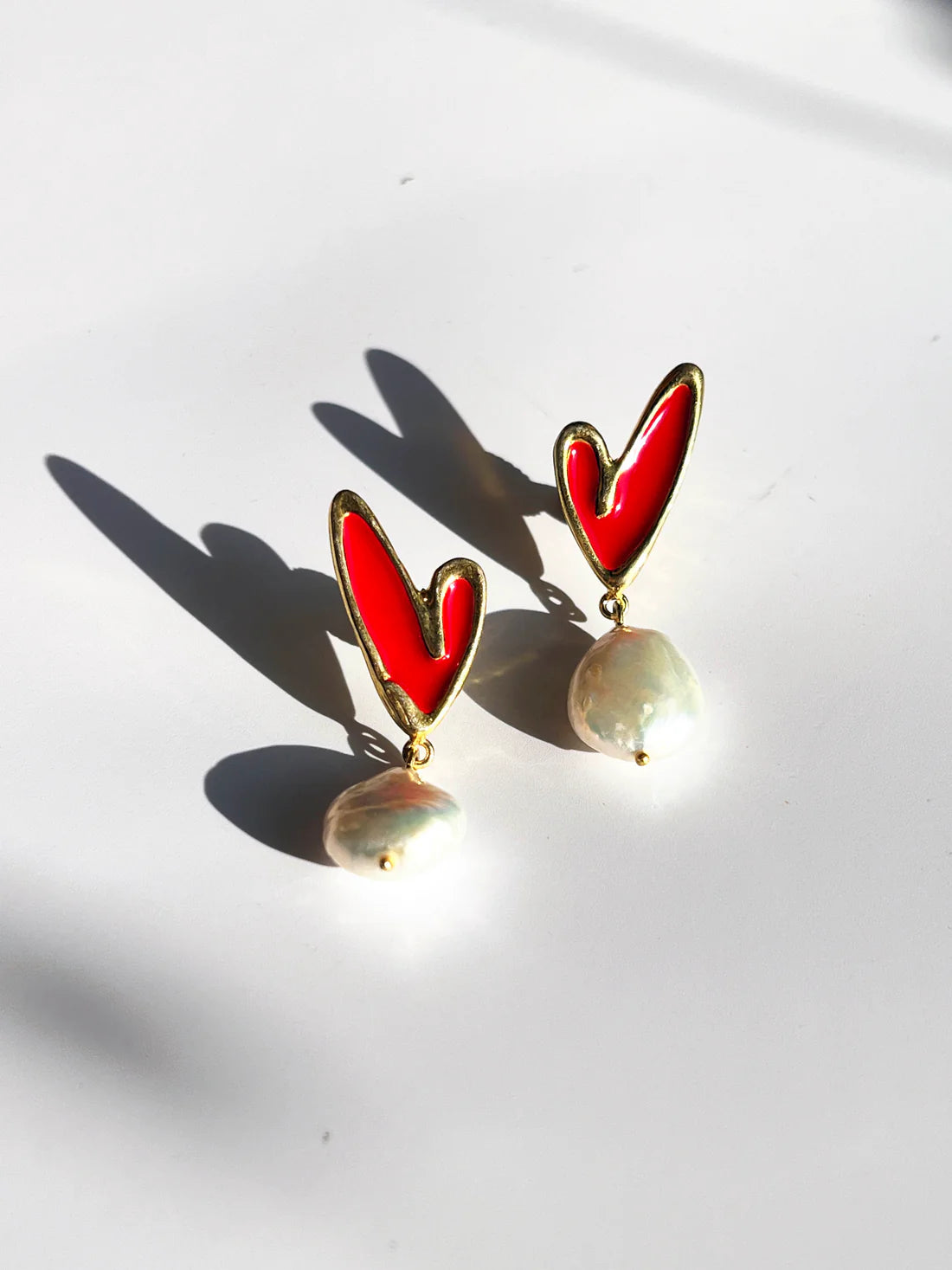 Little Enamel Hearts & Baroque Pearls