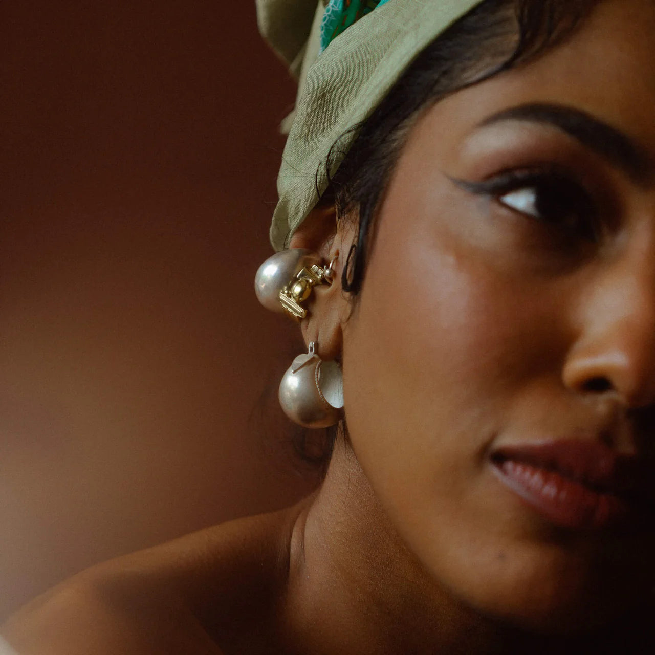 Love Dome Hoops (Brass & Silver)