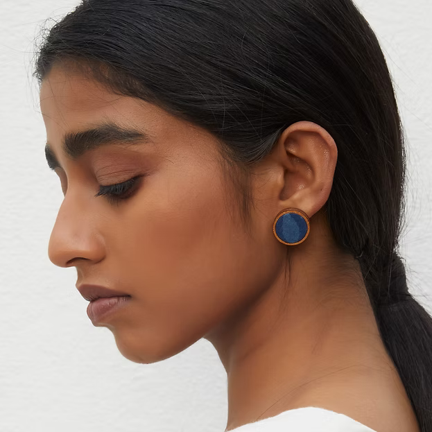 MDF BLUE KALAMKARI EARRING