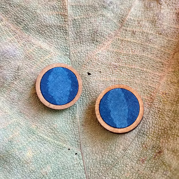 MDF BLUE KALAMKARI EARRING