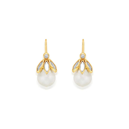 Marquise Mirror Pearl Drop Earrings