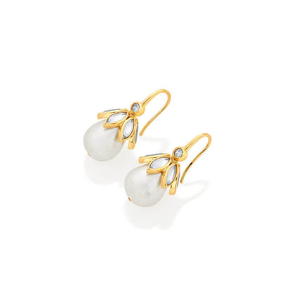 Marquise Mirror Pearl Drop Earrings