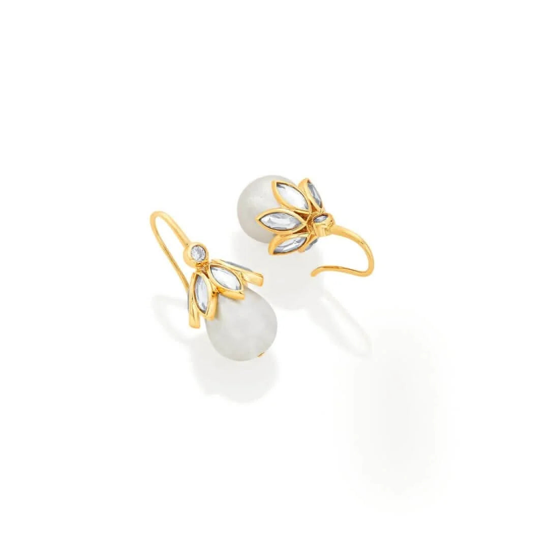 Marquise Mirror Pearl Drop Earrings