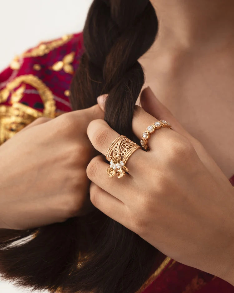 Mogra Bageecha Ring Stack (set of 2)