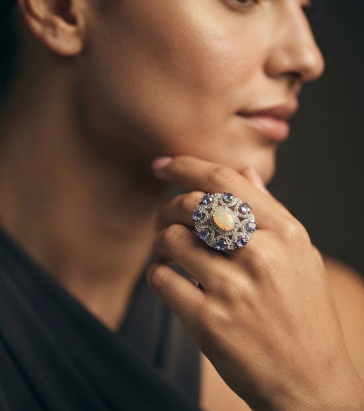 Opal & Tanzanite ring