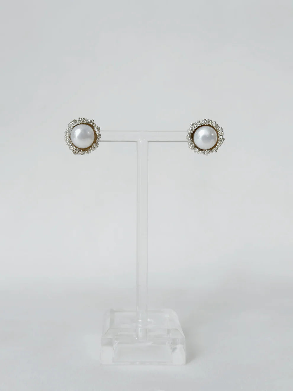 Pearl Cup Studs Silver