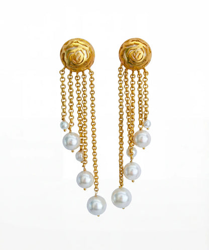 Pearl Rosette Danglers