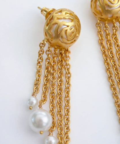 Pearl Rosette Danglers