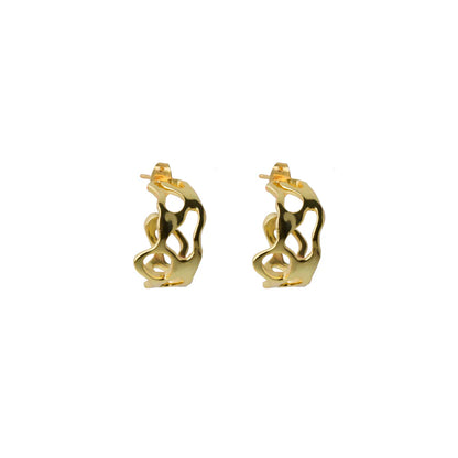Plain Molten Hoops in Yellow Gold