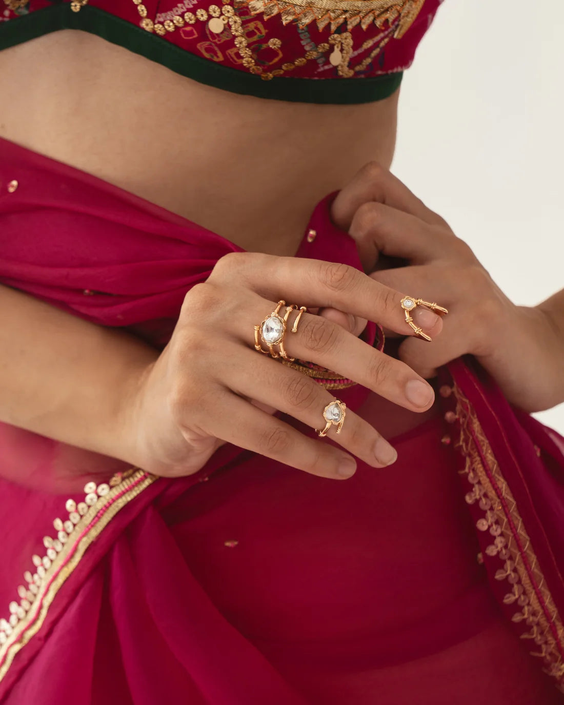 Polki Dilbar Ring Stack (set of 3)