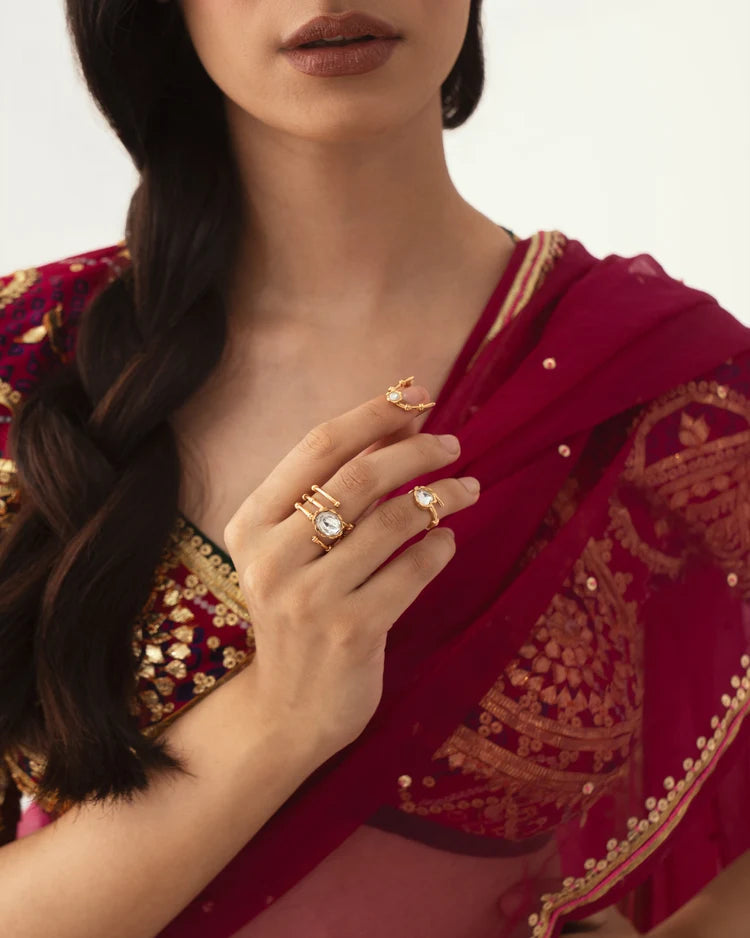Polki Dilbar Ring Stack (set of 3)