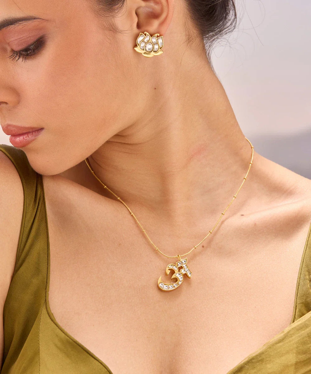 Polki Initial Necklace -A