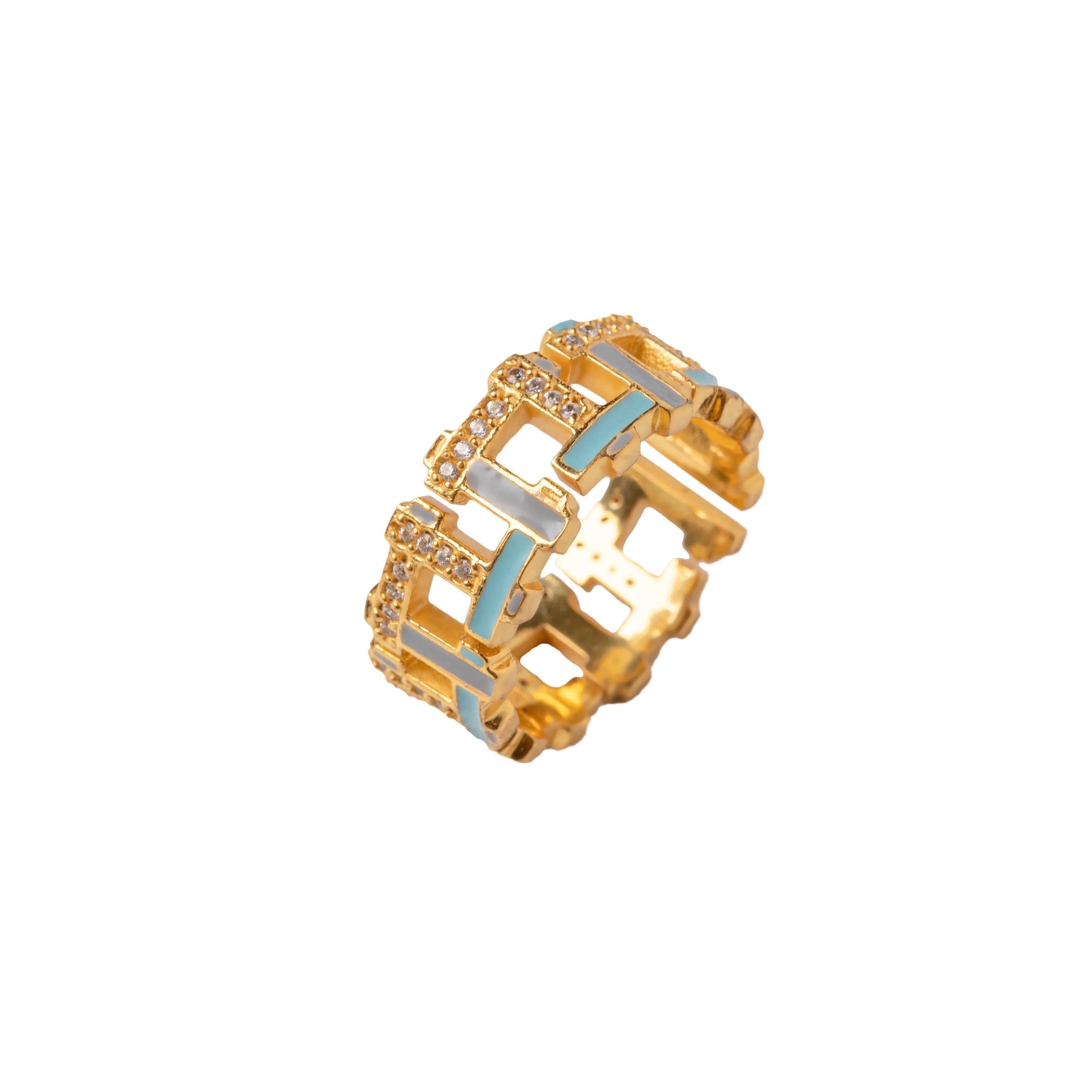 Blue Hashtag Ring