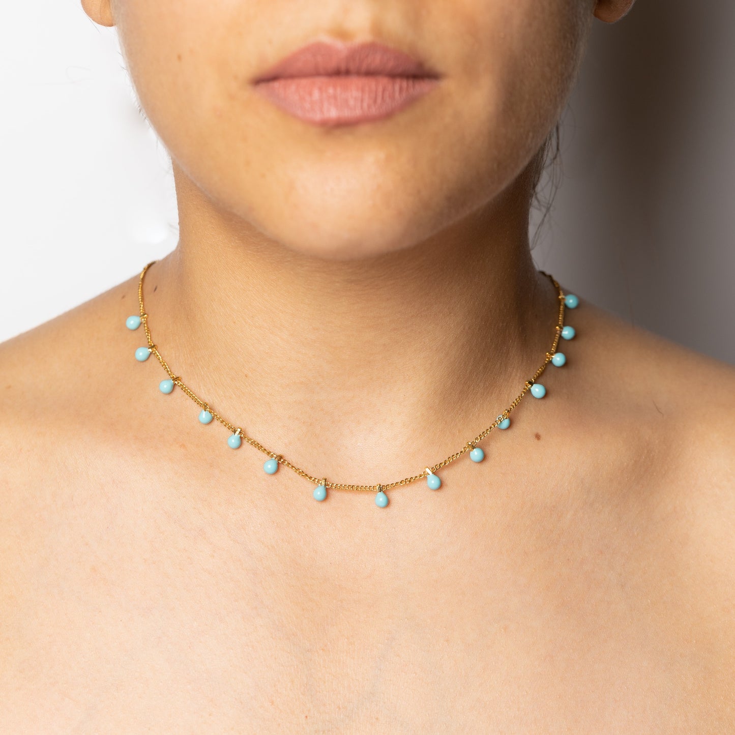 Blue Enamel Ball Chain