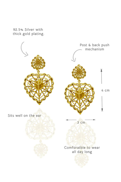 Rakaan Dainty Heart Drop Earrings — Gold Plated