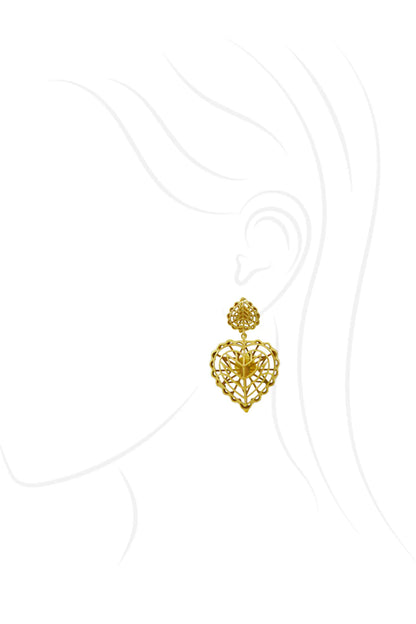 Rakaan Dainty Heart Drop Earrings — Gold Plated