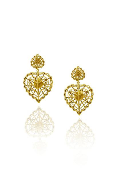 Rakaan Dainty Heart Drop Earrings — Gold Plated