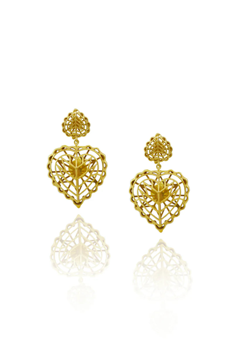Rakaan Dainty Heart Drop Earrings — Gold Plated