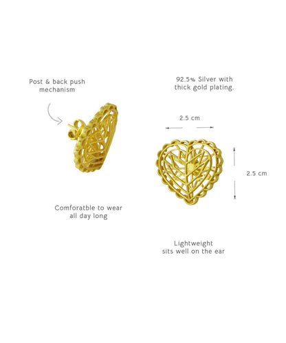 Rakaan Heart-Shaped Minimal Studs — Gold Finish