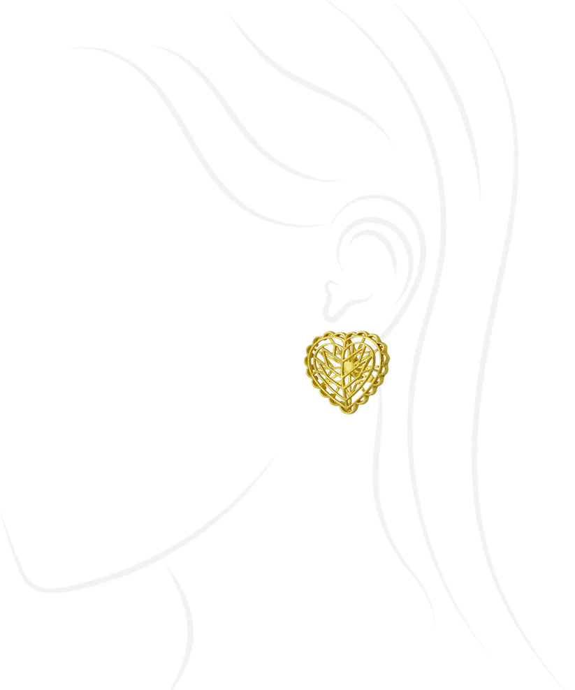 Rakaan Heart-Shaped Minimal Studs — Gold Finish