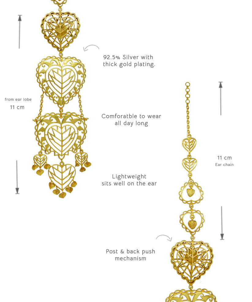 Rakaan Oversized Heart Earrings — Gold Finish
