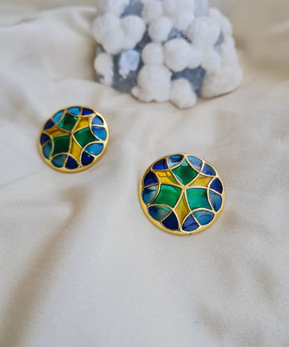 Rama Green Kaleidoscope Stud Earrings
