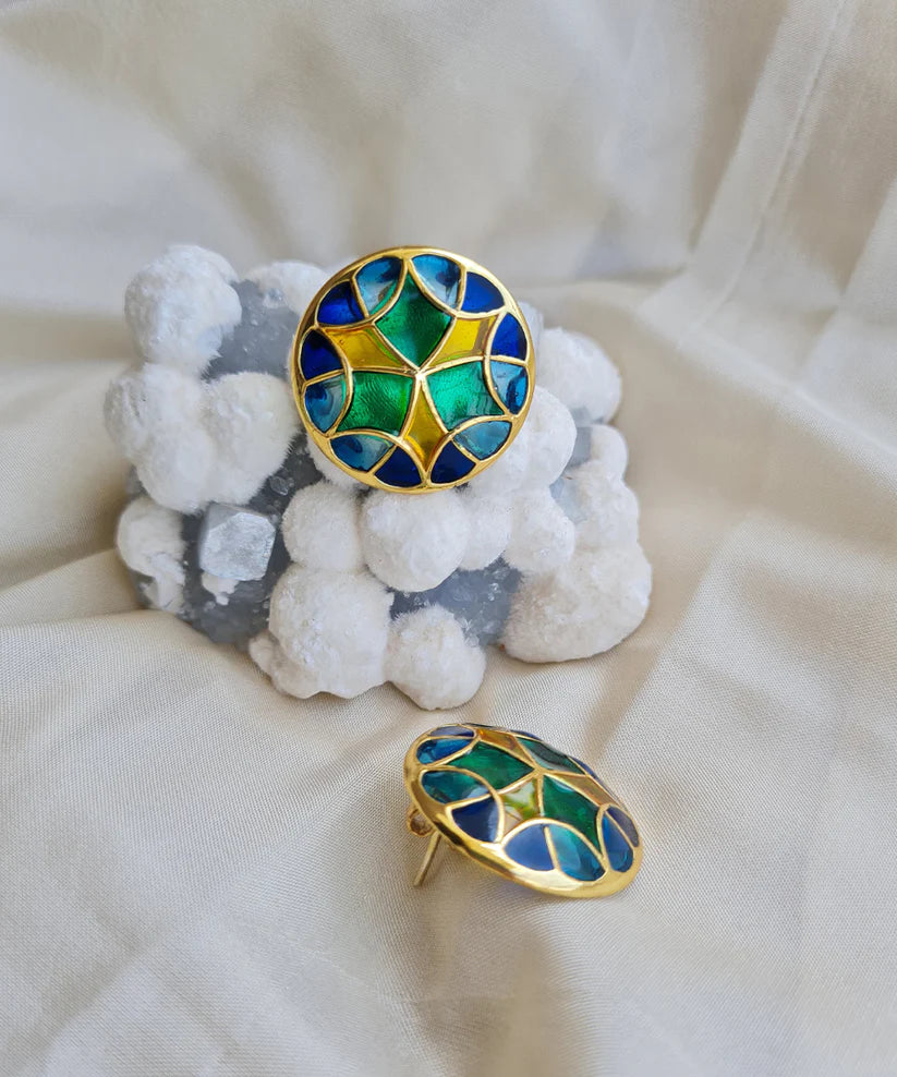 Rama Green Kaleidoscope Stud Earrings