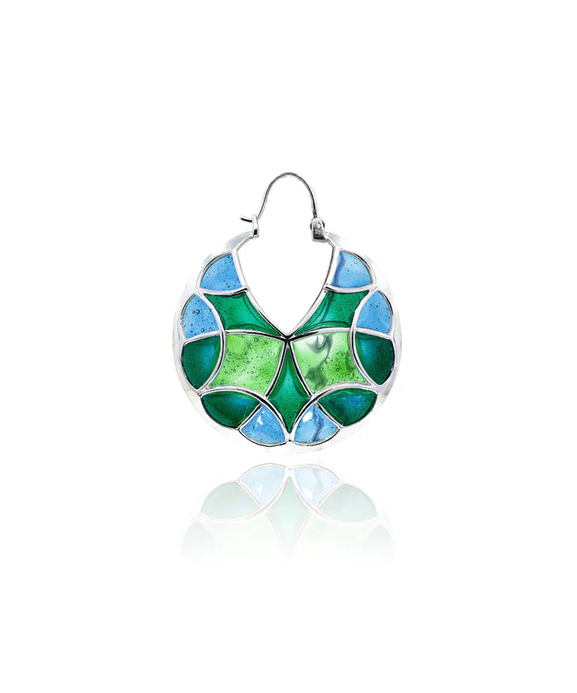Rama Green Kaleidoscope Varichrome Hoop Earrings