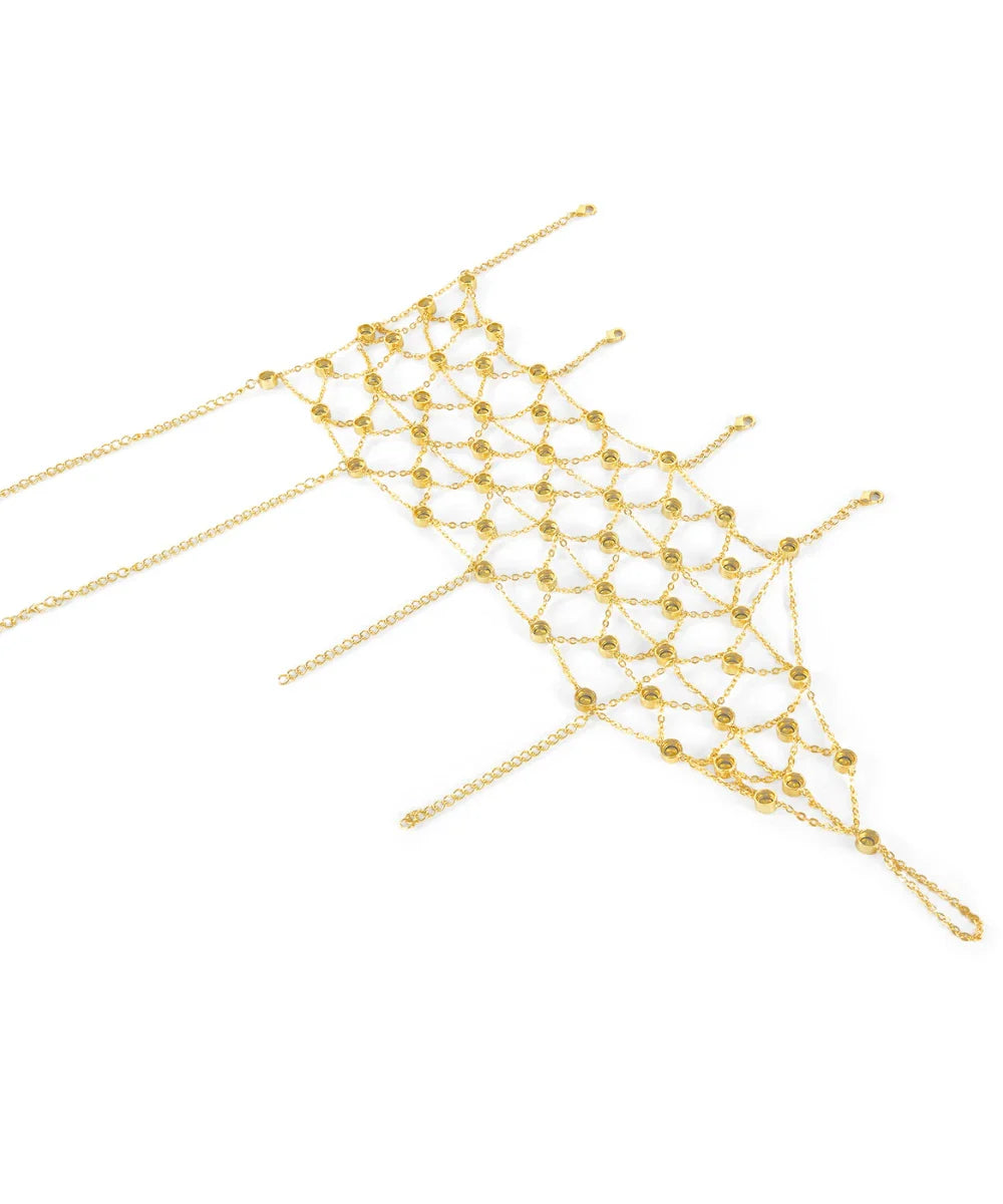 Rhinestone Jaal Hand Harness (Gold)